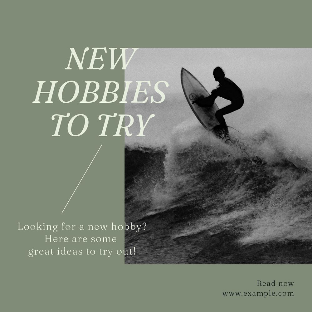 Hobbies Instagram post template, editable text