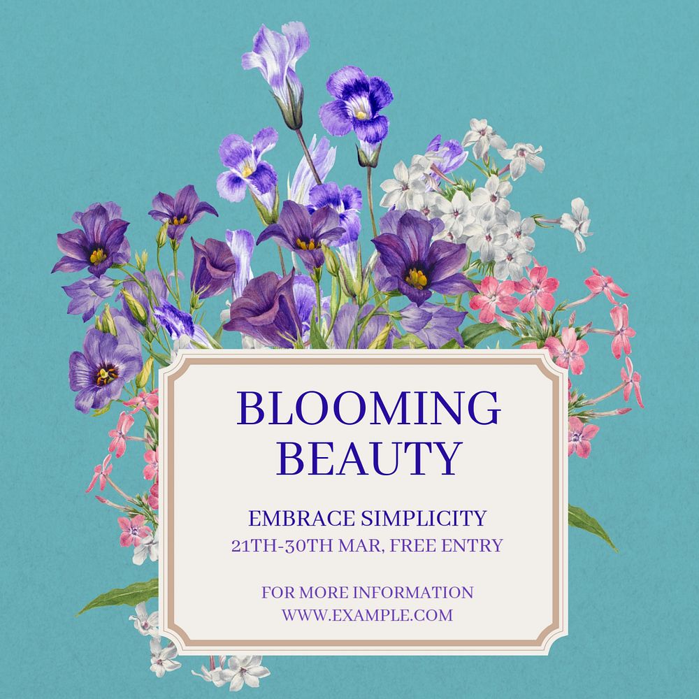 Blooming beauty Instagram post template, editable text