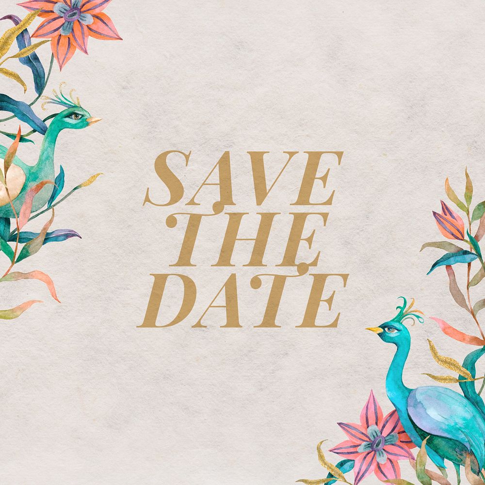 Save the date Instagram post template, editable text