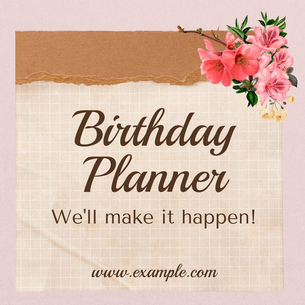 Birthday planner Instagram post template, editable text