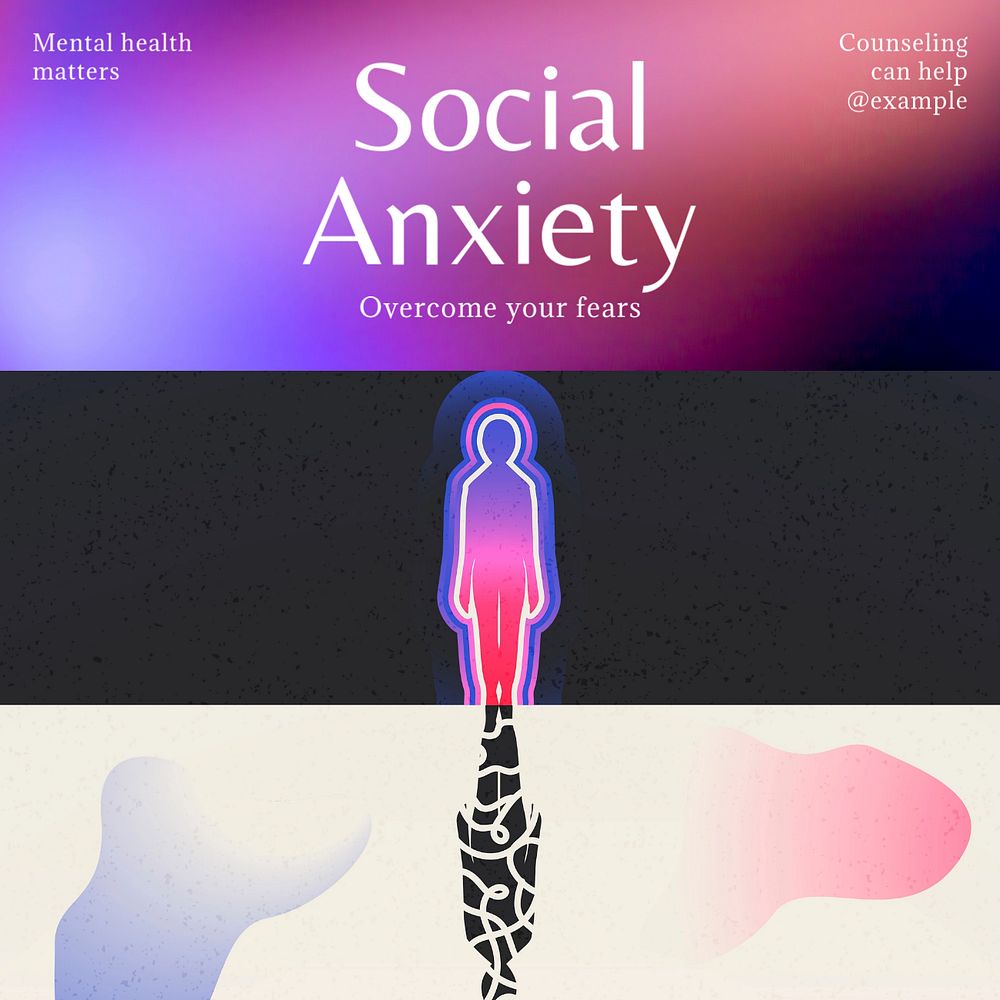 Social anxiety Instagram post template, editable text