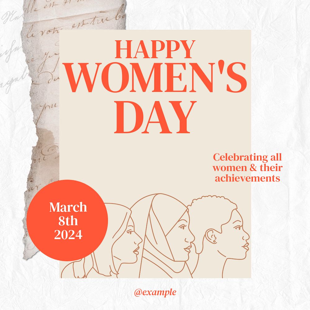 Women's day Instagram post template, editable text