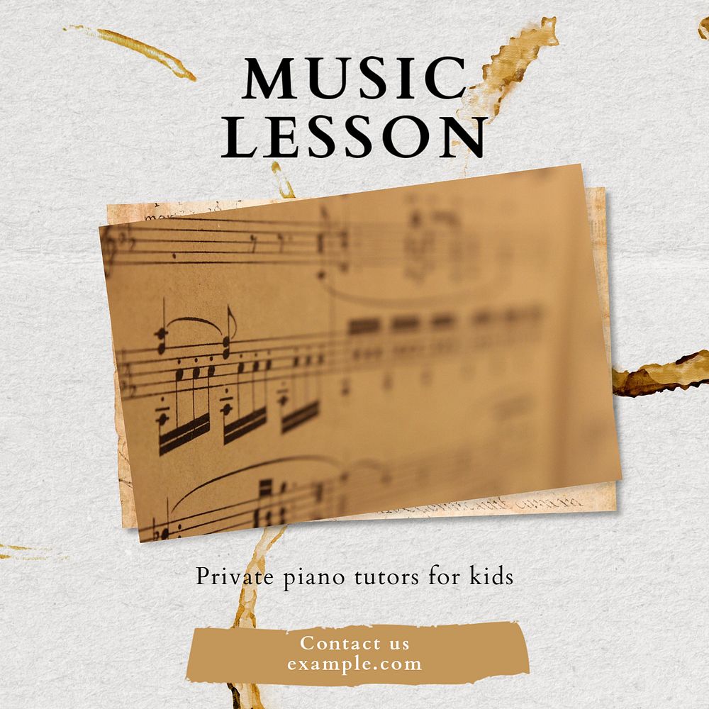 Music lesson Facebook post template, editable design