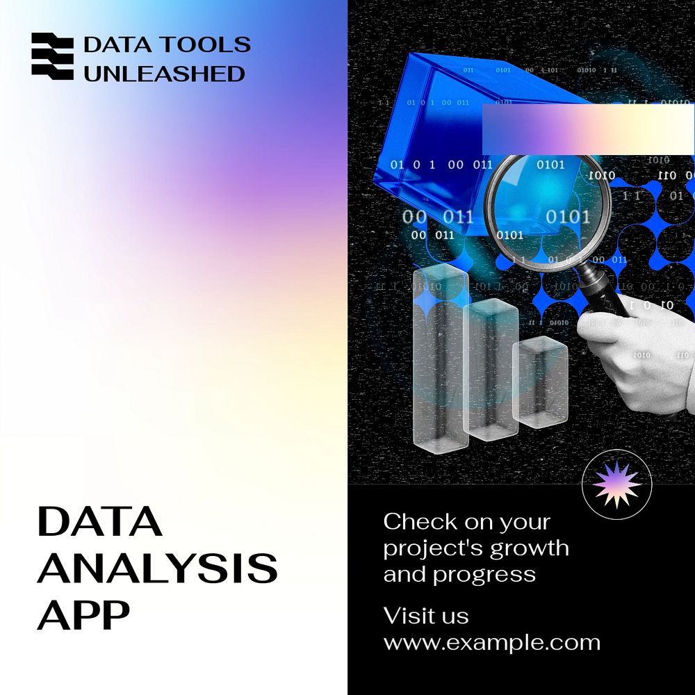 Data analysis Instagram post template, editable text