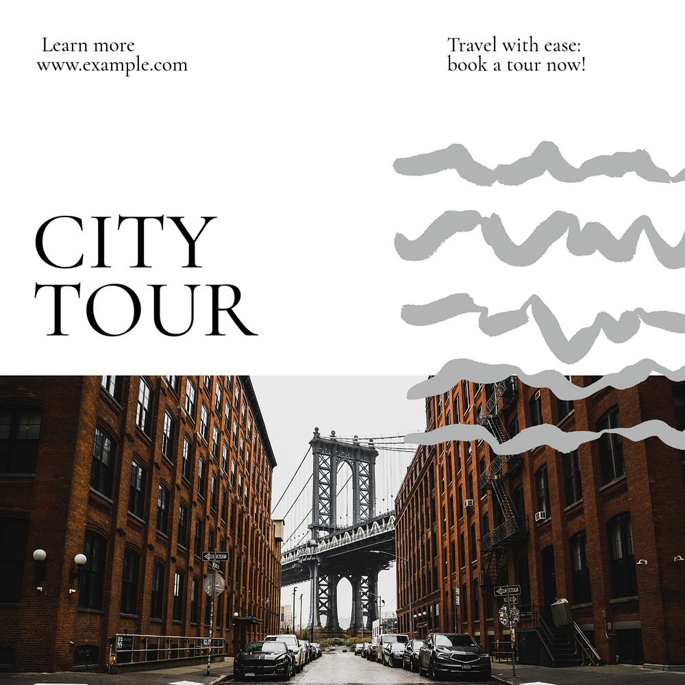 City tour Facebook post template, editable design