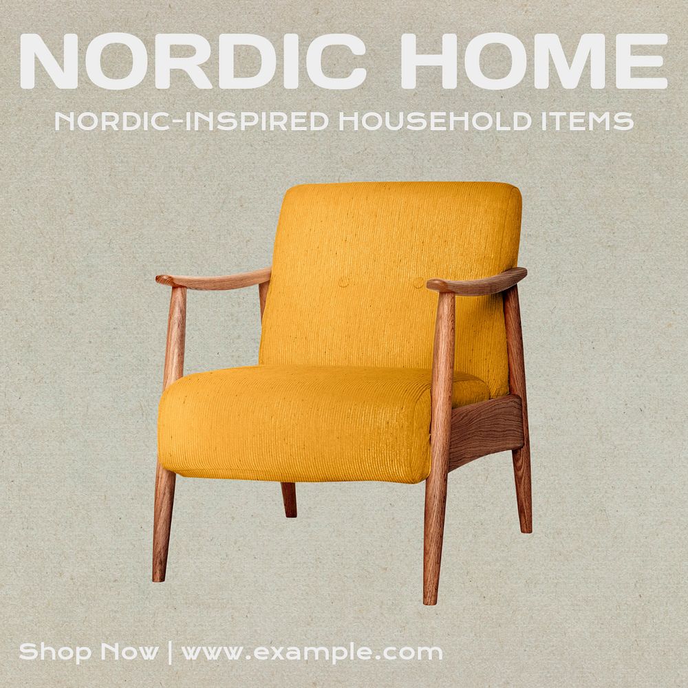 Nordic home Instagram post template, editable text