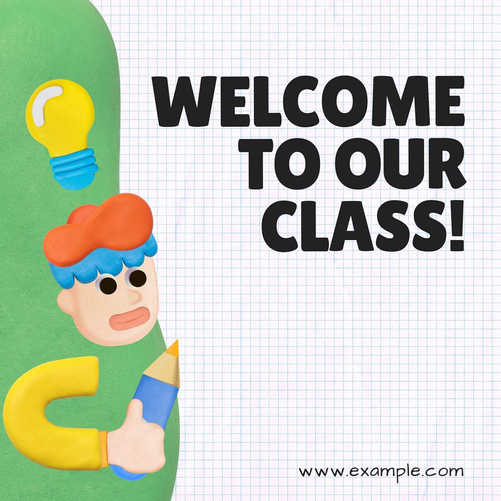 Classroom welcome Instagram post template, editable text