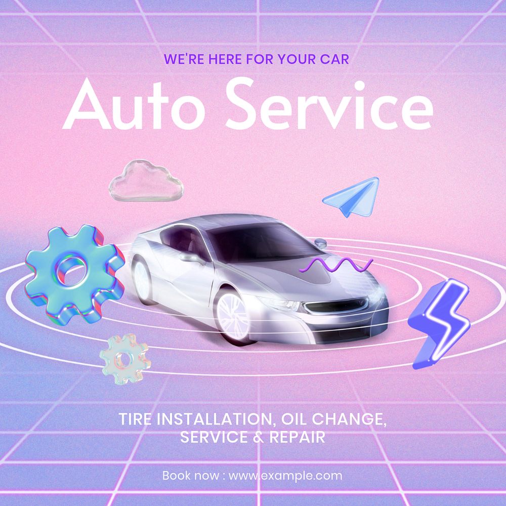 Auto service Instagram post template, editable text