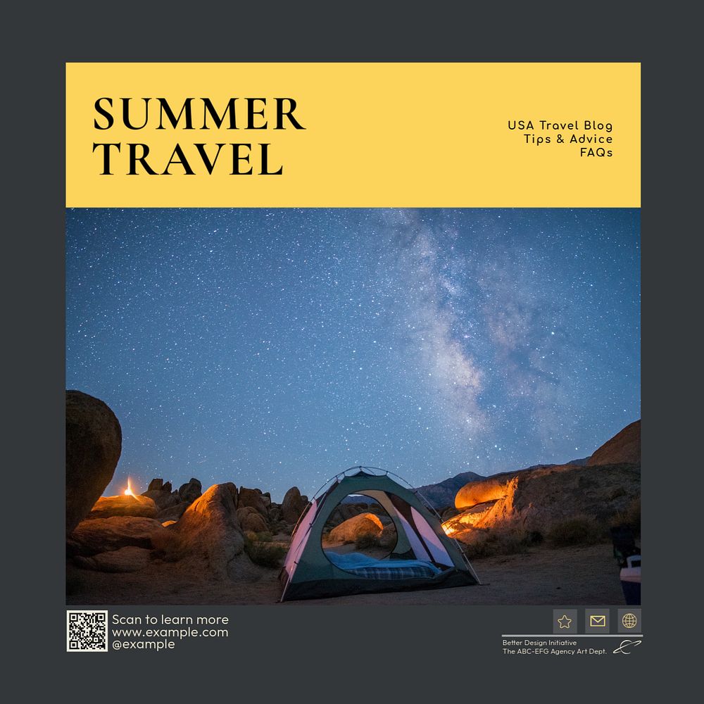 Summer travel Facebook post template, editable design