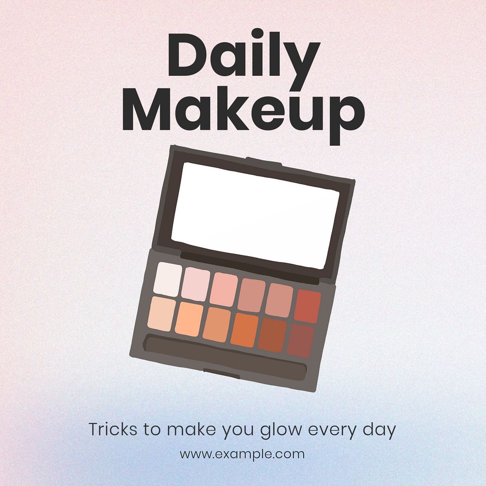 Daily makeup Instagram post template, editable text