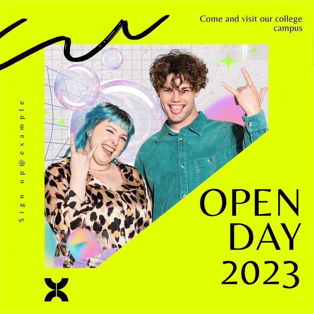 Open day Instagram post template, editable text