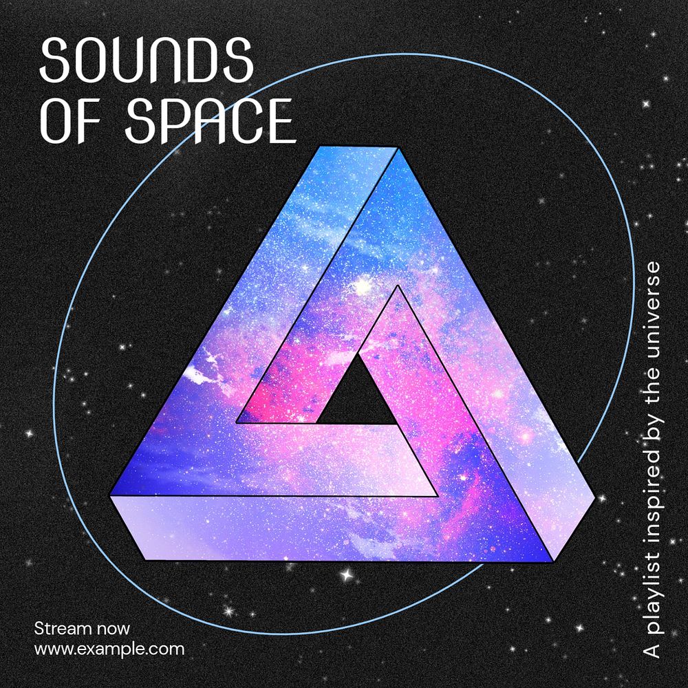 Space playlist Instagram post template, editable text