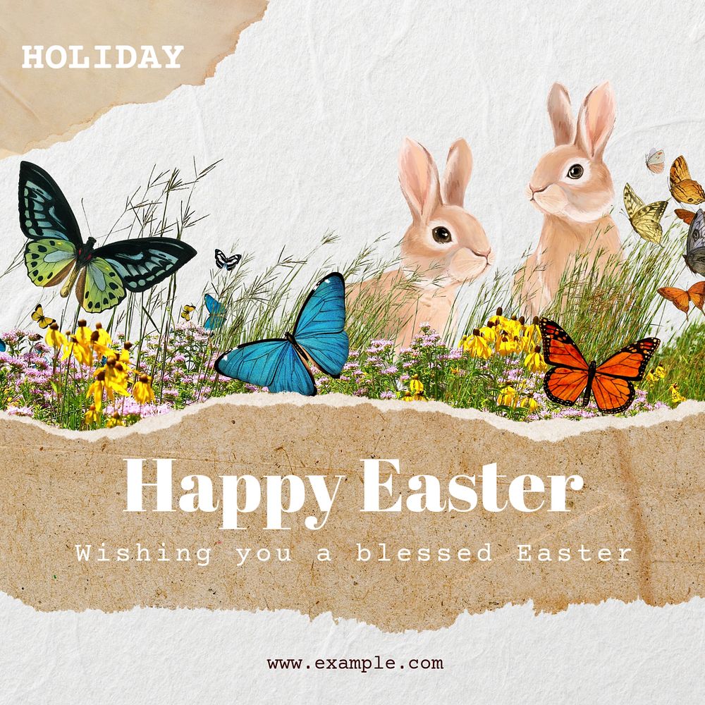 Happy Easter Instagram post template, editable text