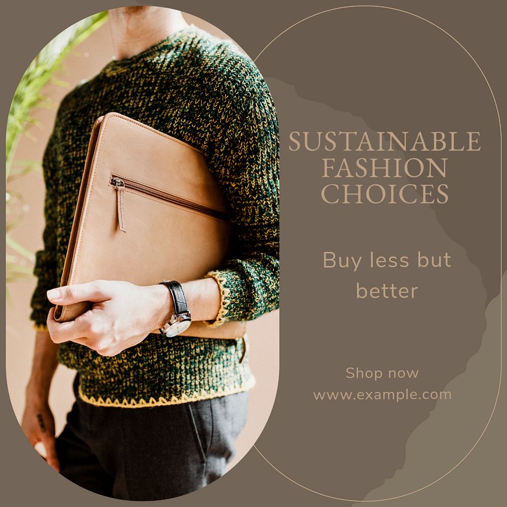 Sustainable fashion Instagram post template, editable text