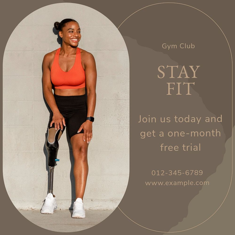 Gym & fitness Instagram post template, editable text