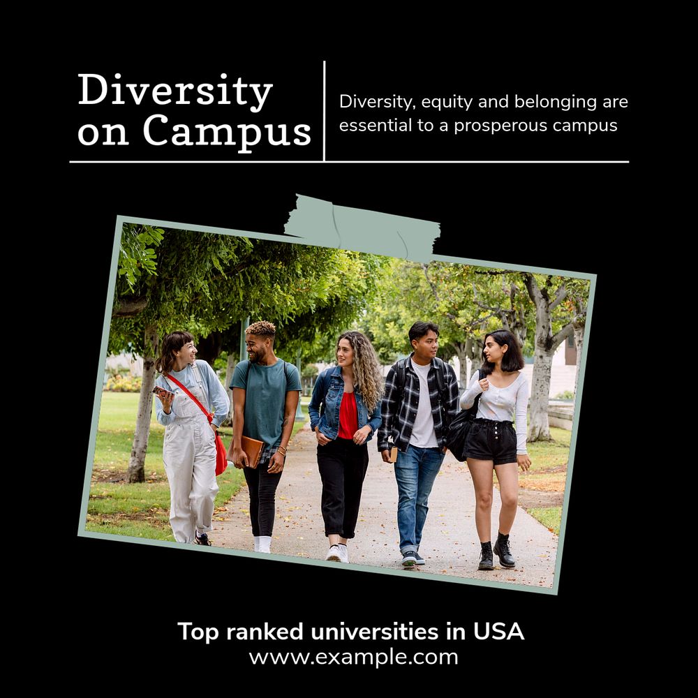 Diversity on campus Instagram post template, editable text