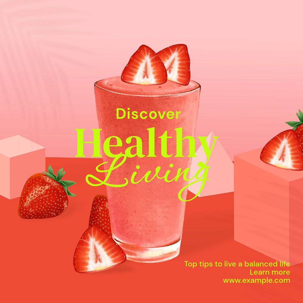 Healthy living Instagram post template, editable text