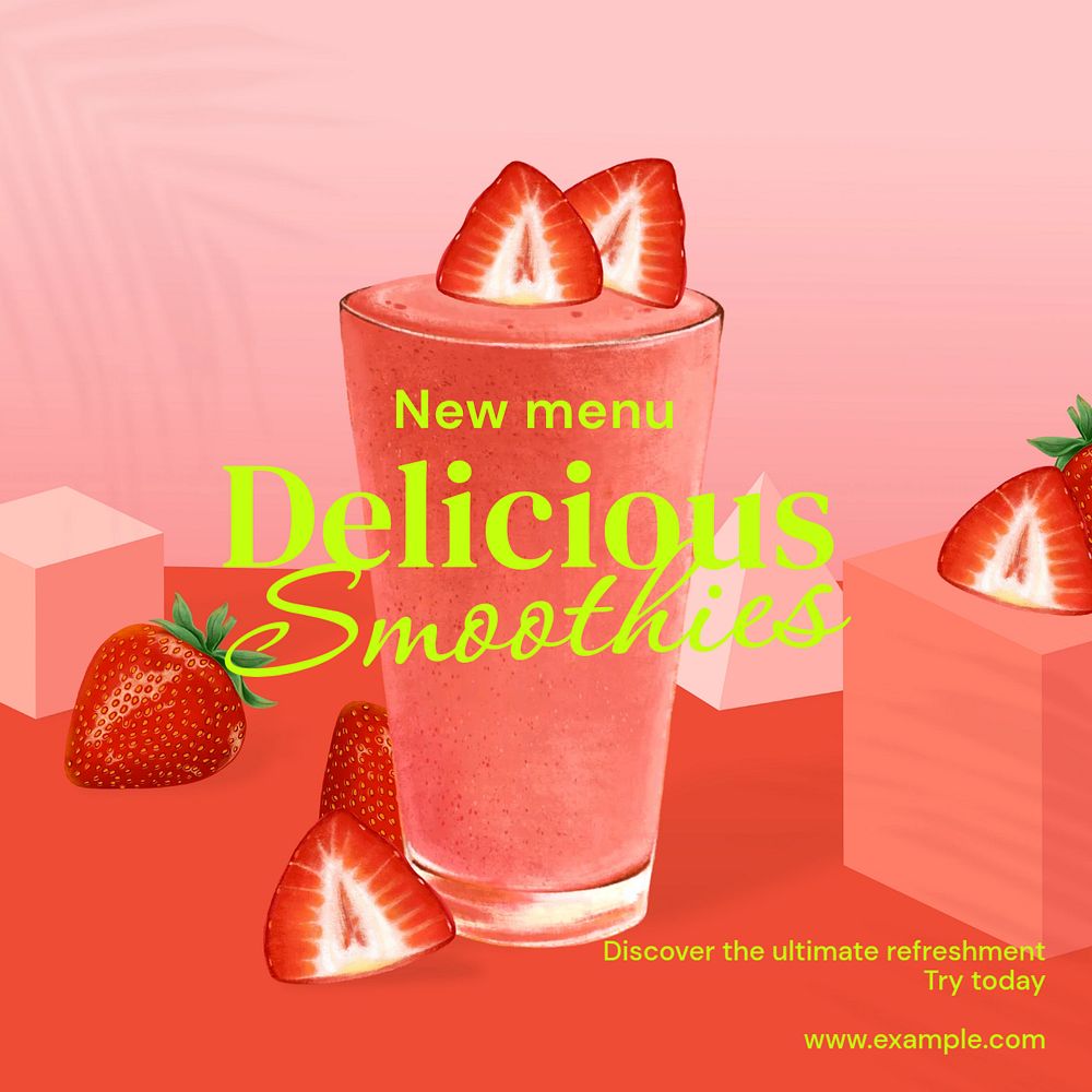 Delicious smoothies Instagram post template, editable text