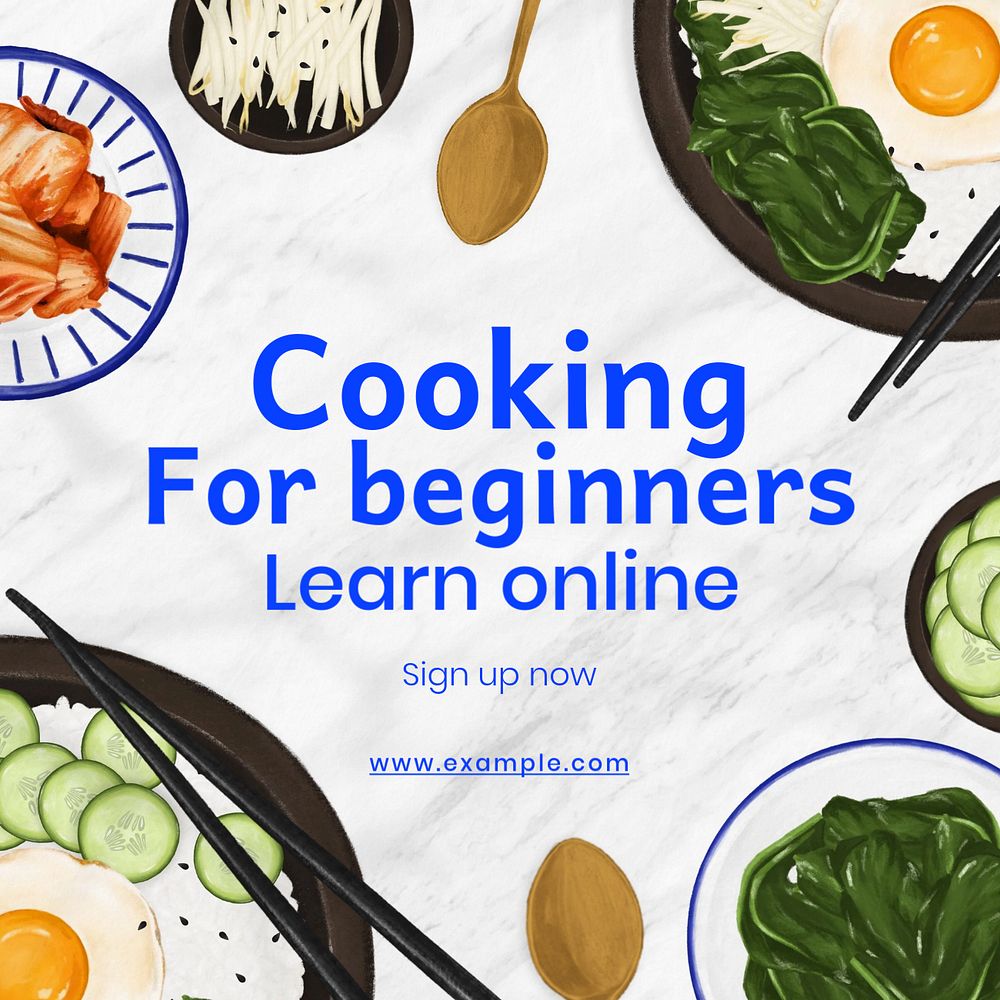 Cooking for beginners post template, editable social media design