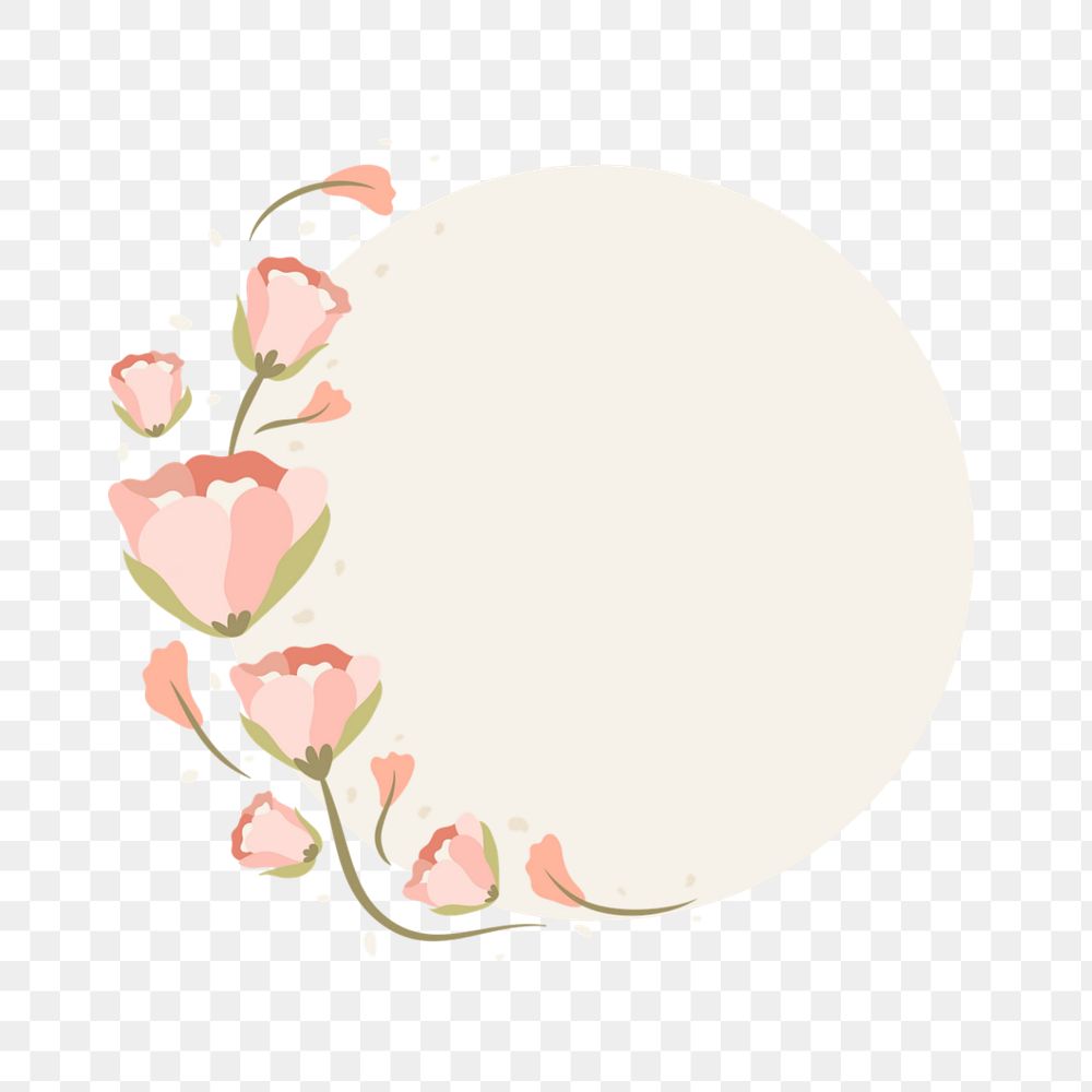 Flower png border on transparent background, editable design