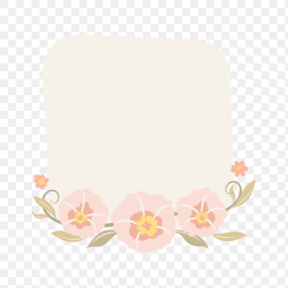 Pastel flower png border on transparent background, editable design