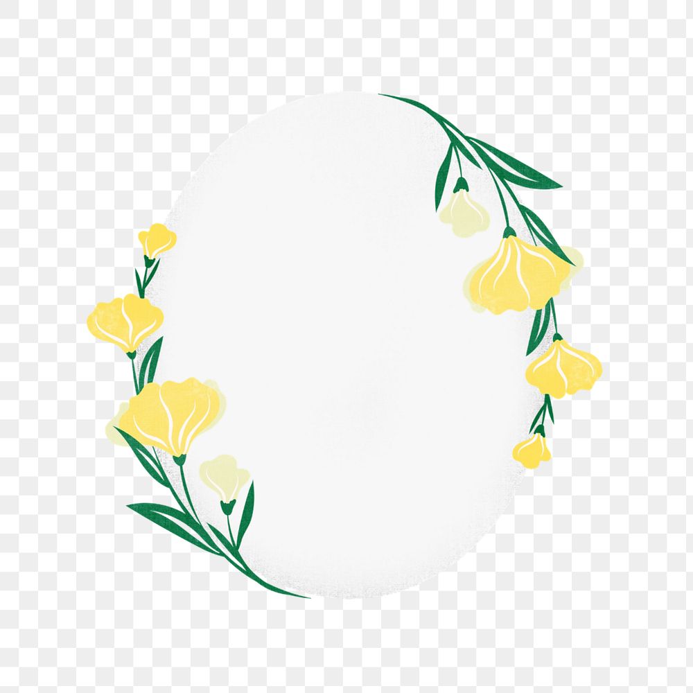 yellow flower png border on transparent background, editable design