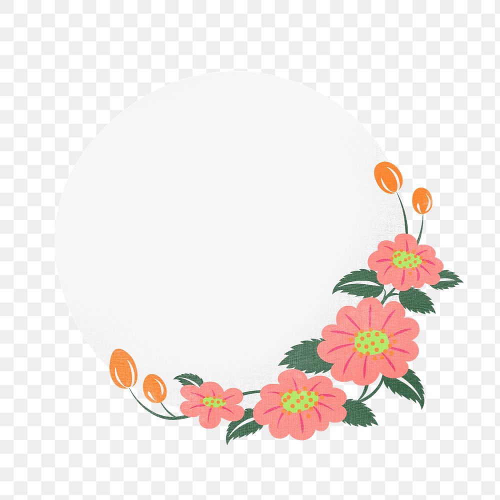 Flower png border on transparent background, editable design