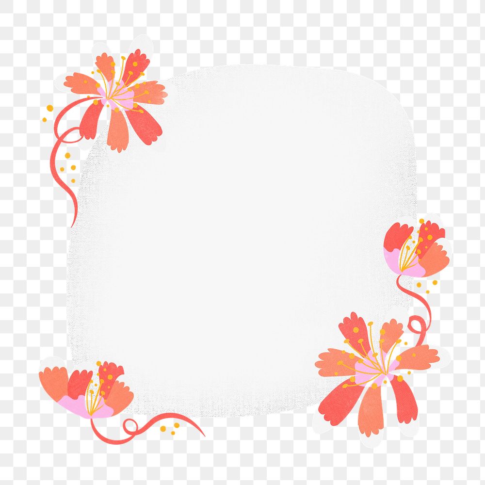 Orange flower png border on transparent background, editable design