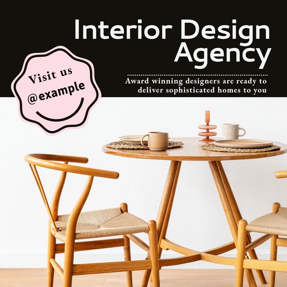 Interior design agency post template, editable social media design