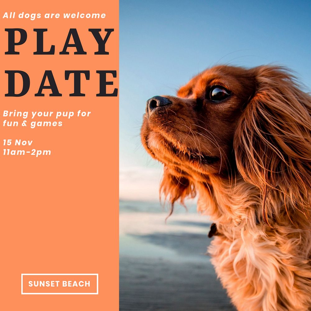 Play date Instagram post template, editable text