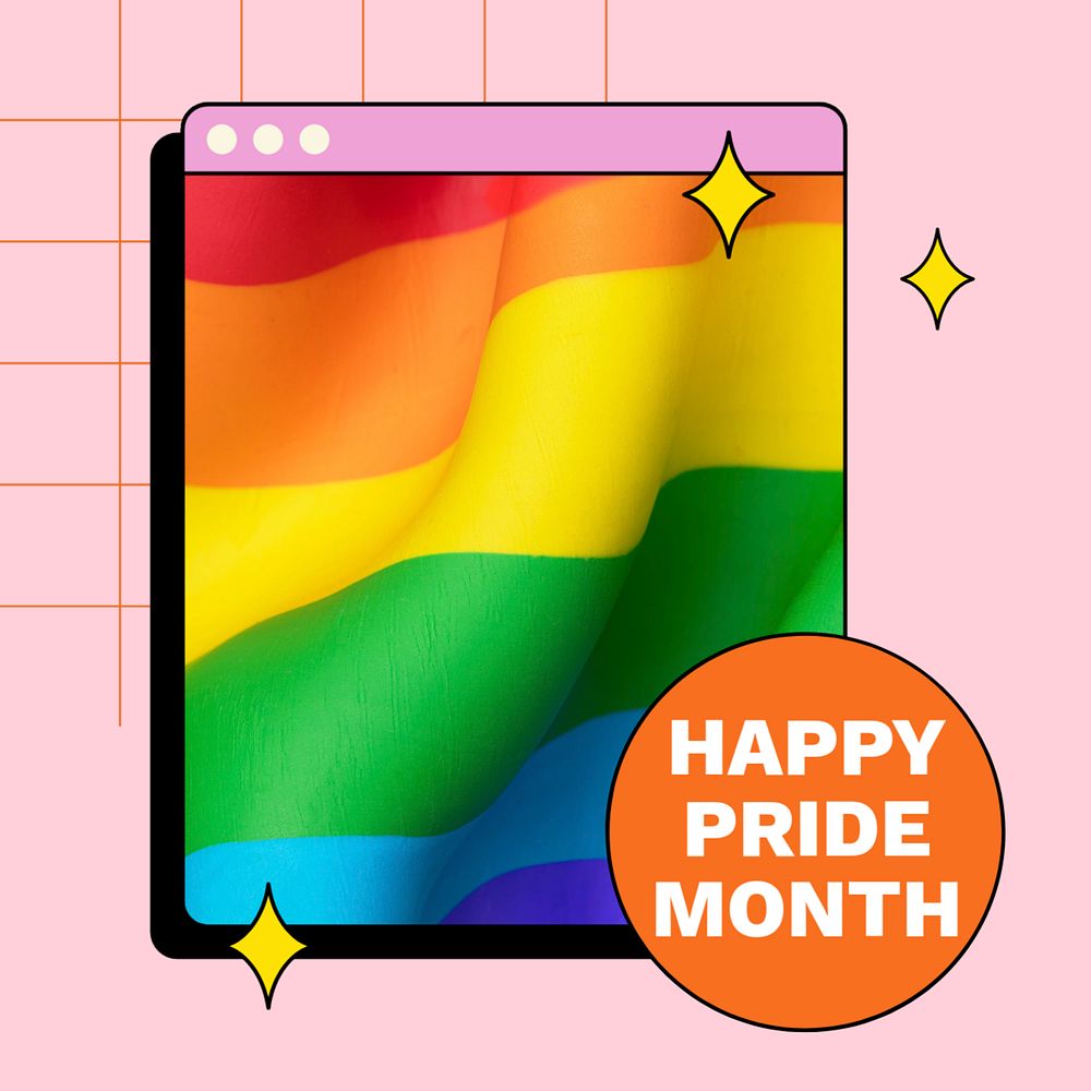 Happy Pride Month post template, editable social media design