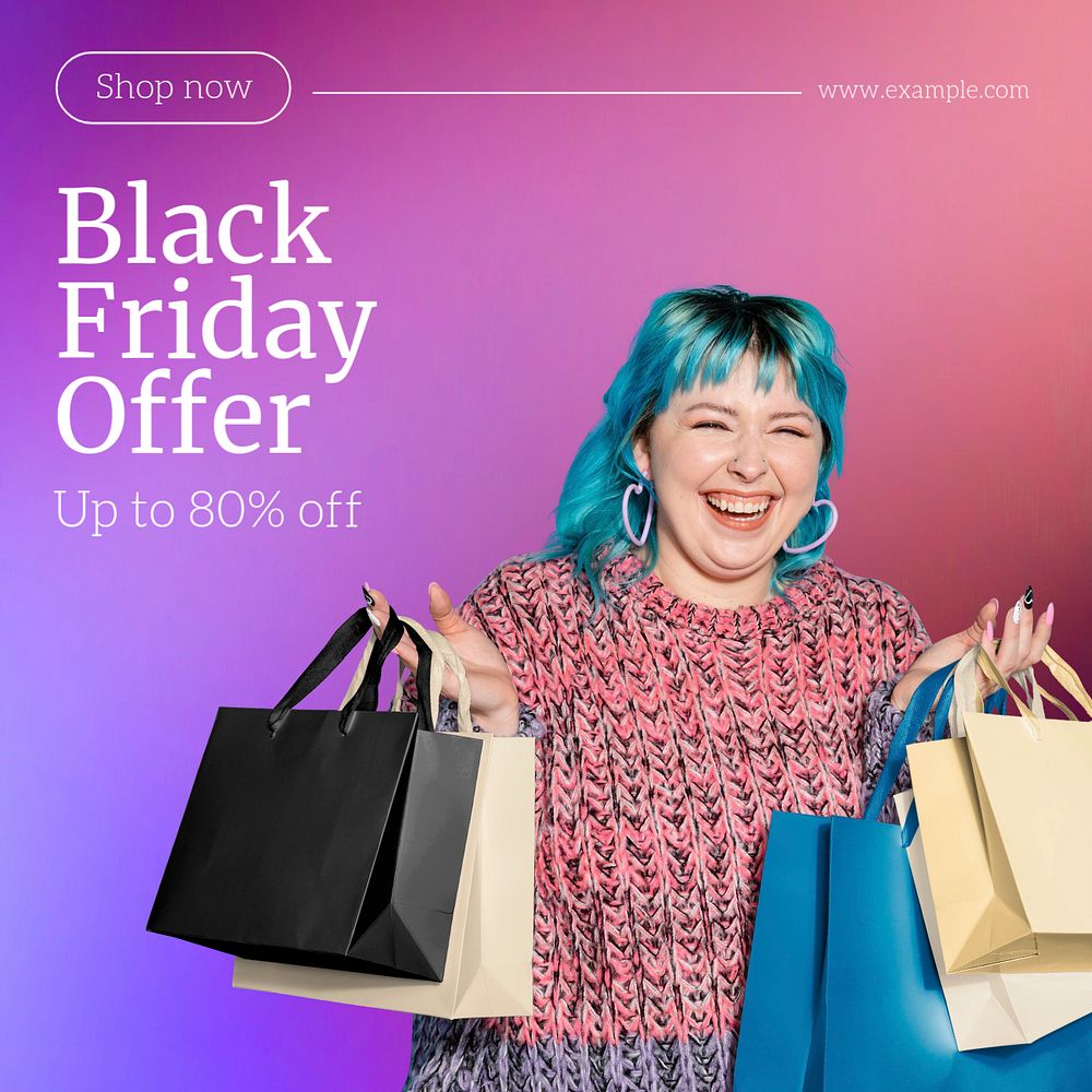 Black Friday offer Instagram post template, editable text