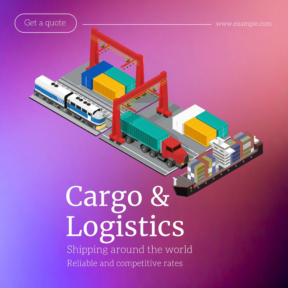 Cargo & logistics Instagram post template, editable text