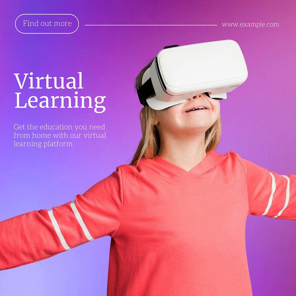 Virtual learning Instagram post template, editable text