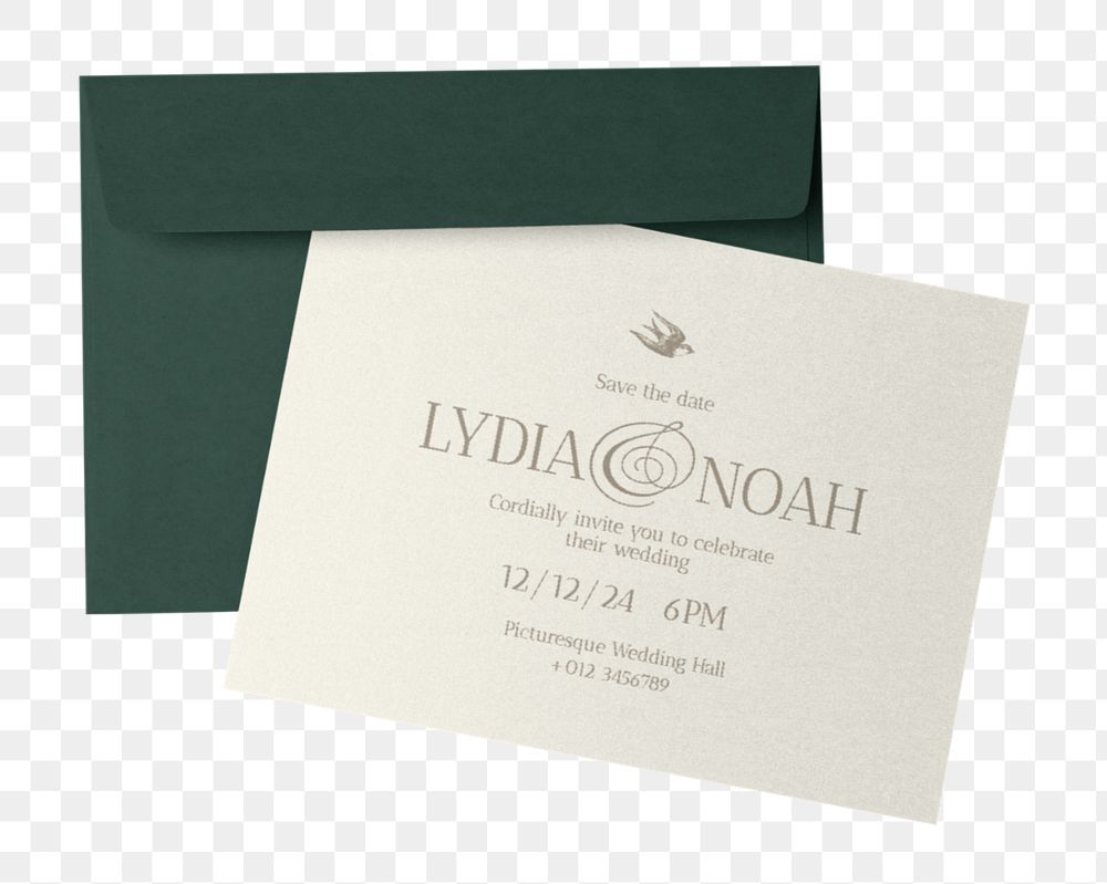 Invitation card png mockup element, editable design