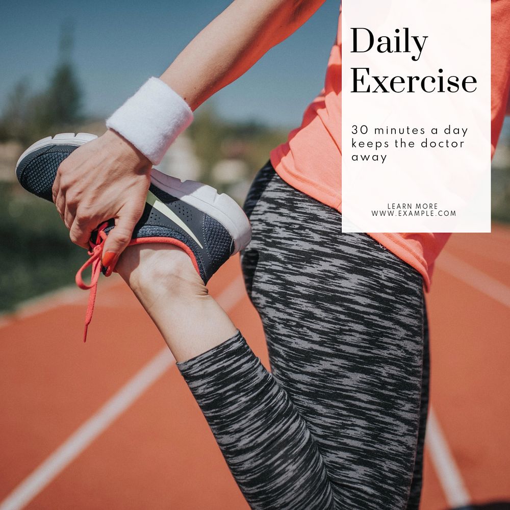 Daily exercise  Instagram post template, editable text