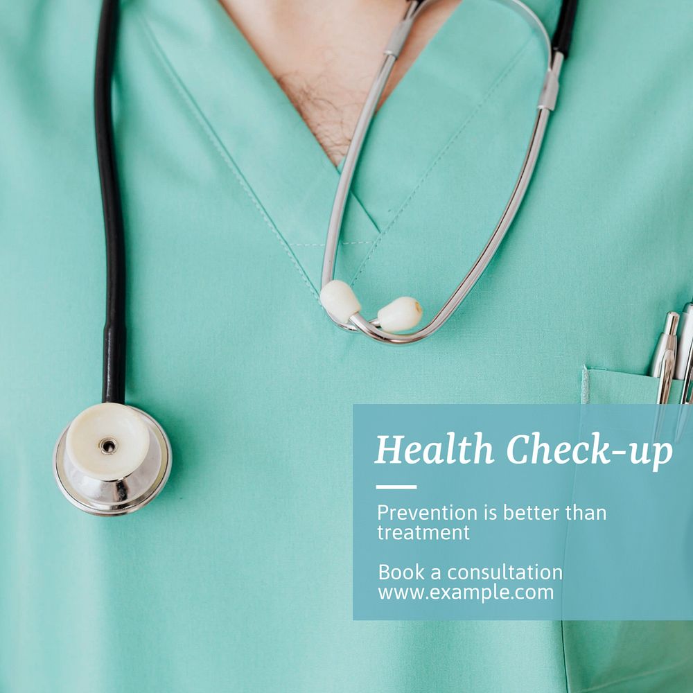 Health check-up Instagram post template, editable text