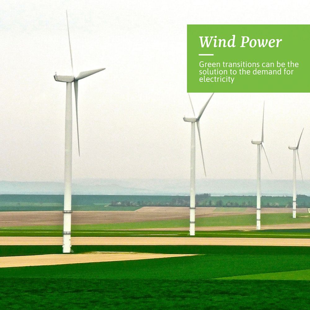 Wind power Instagram post template, editable text