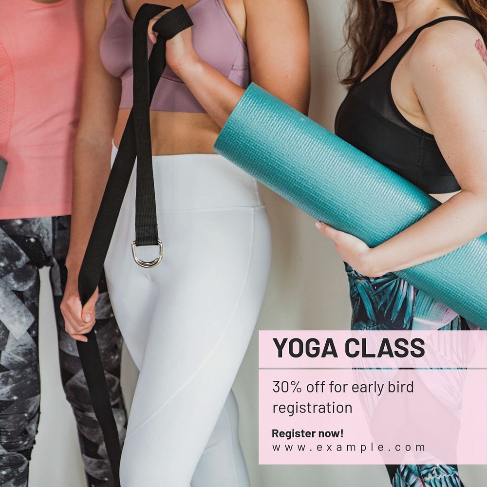 Yoga class Instagram post template, editable text
