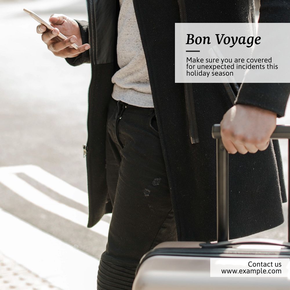 Bon voyage Instagram post template, editable text