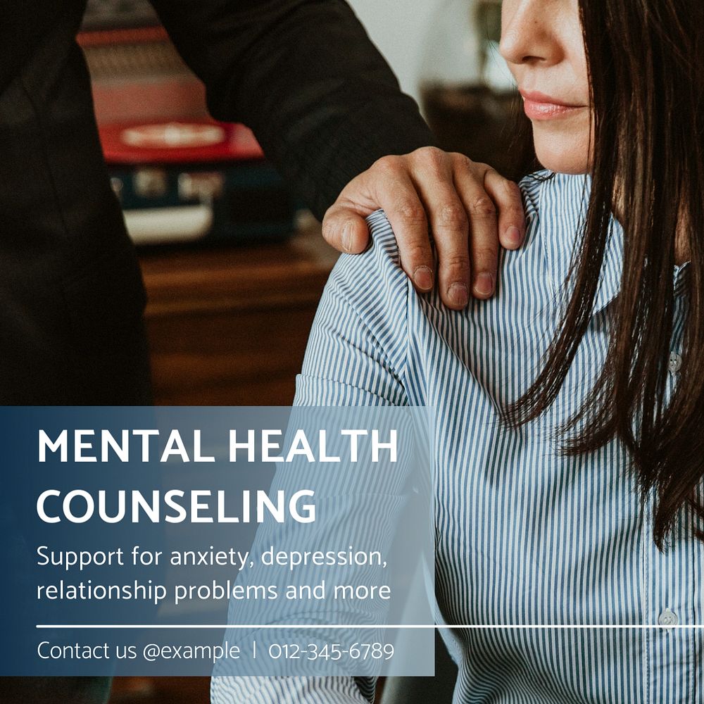 Mental health counseling Instagram post template, editable text