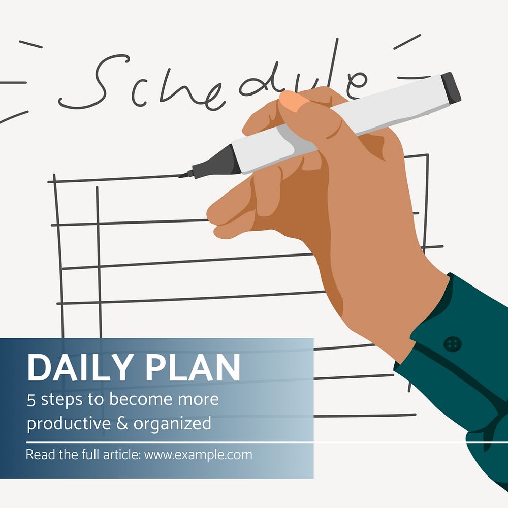 Daily plan Instagram post template, editable text