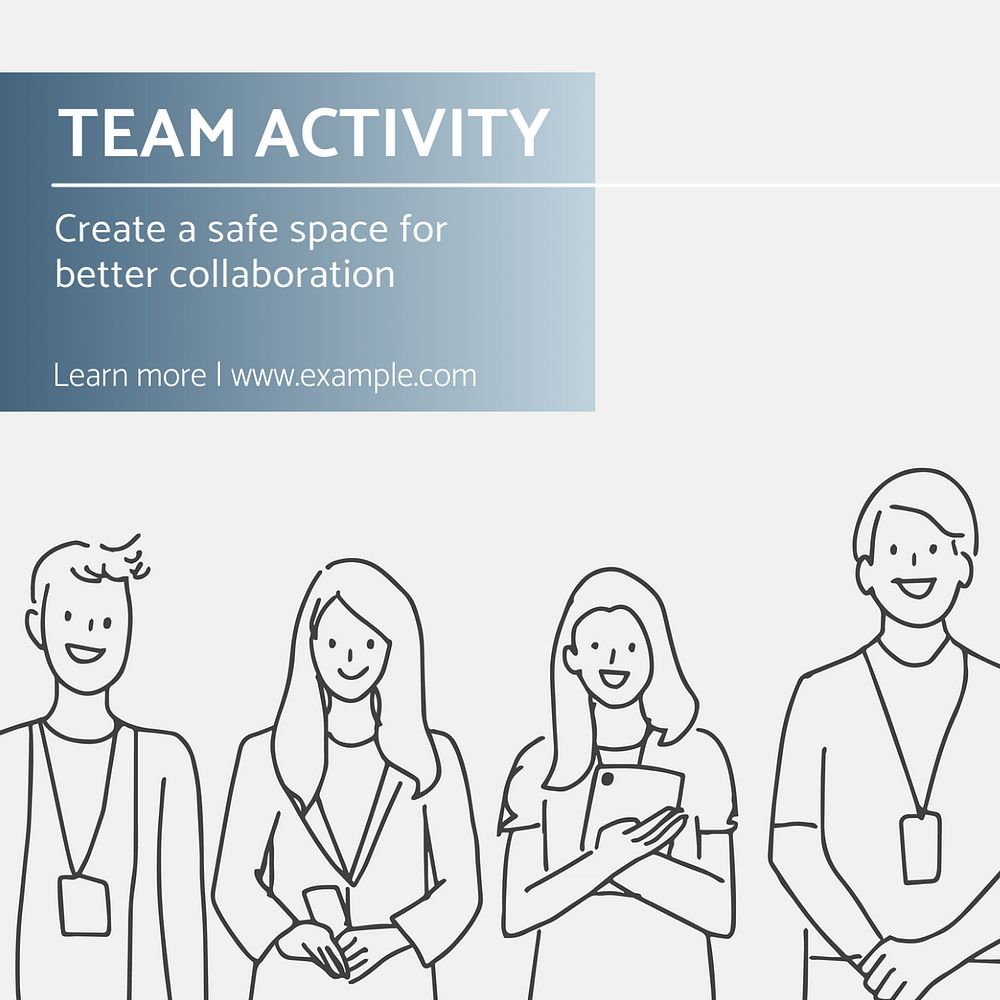 Team activity Instagram post template, editable text