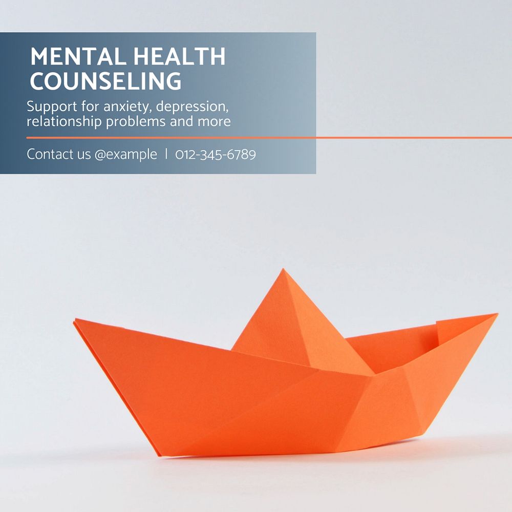 Mental health counseling Instagram post template, editable text