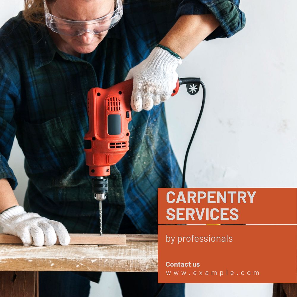 Carpentry services Instagram post template, editable text