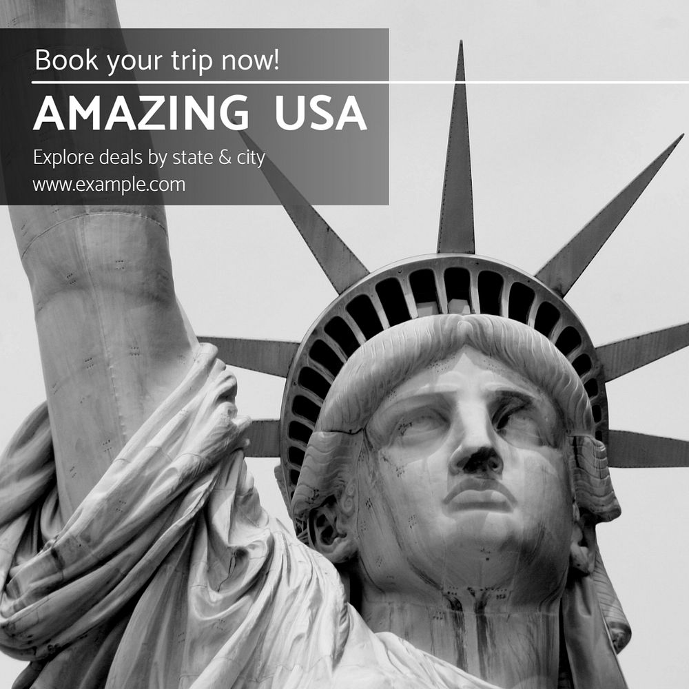 USA travel Instagram post template, editable text