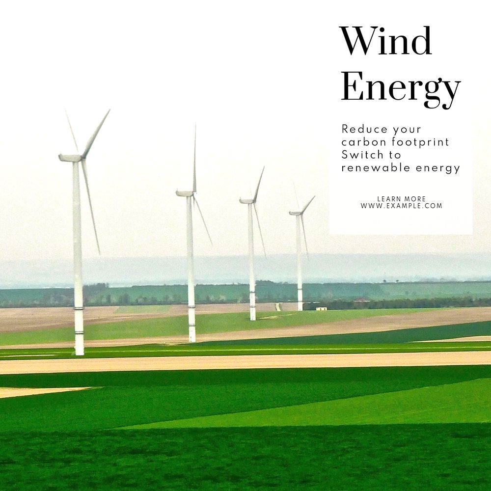 Wind energy Instagram post template, editable text