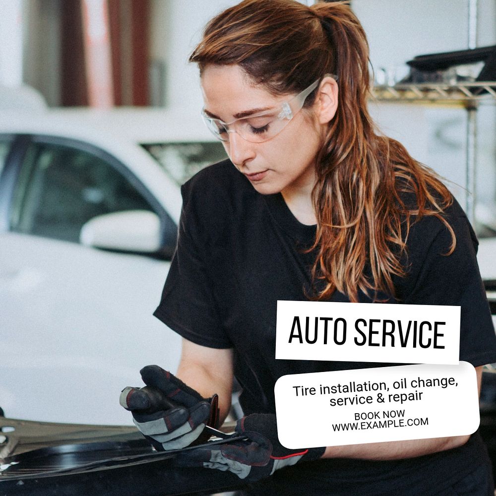 Auto service Instagram post template, editable text