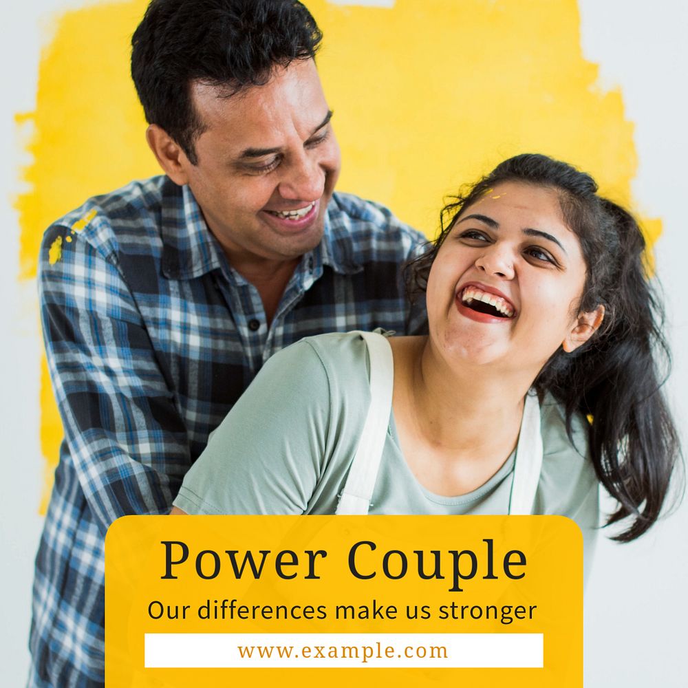 Power couple Instagram post template, editable text