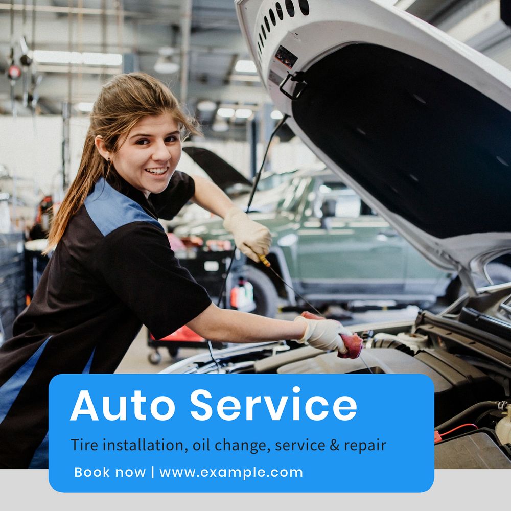 Auto service Instagram post template, editable text